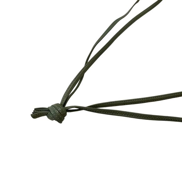 Vintage 1980's Leather Tote Shoulder Bag Green Gold Chevron - Picture 11 of 13